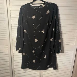 Black and white long sleeve midi dress